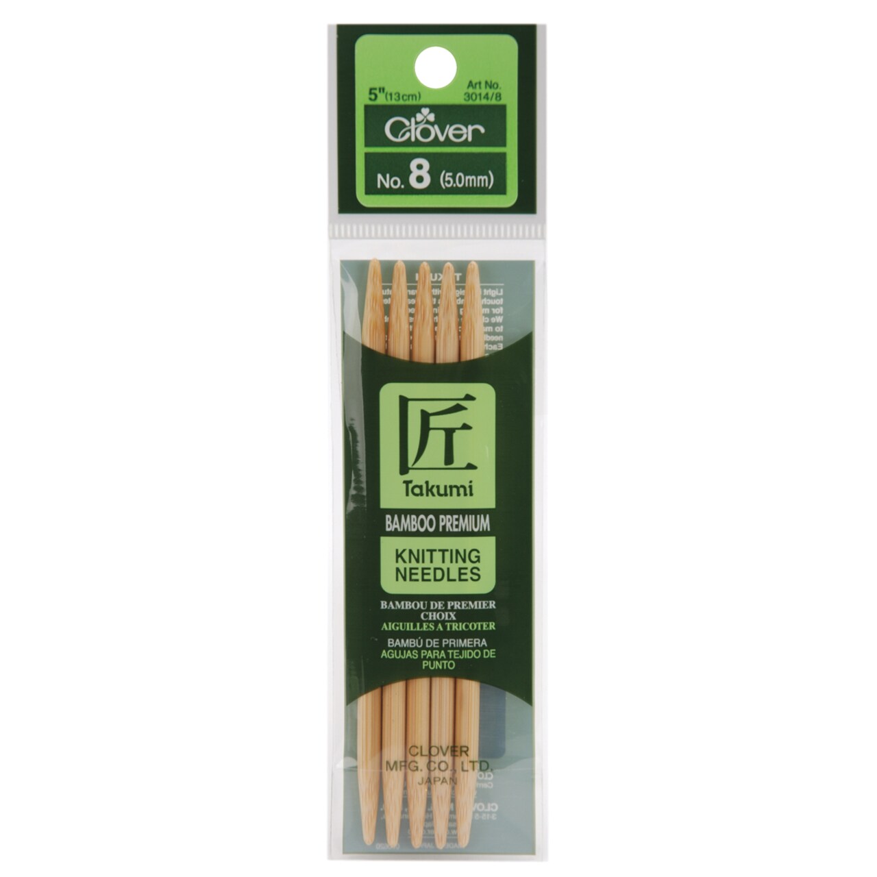 Takumi Bamboo Double Point Knitting Needles 5" 5/Pkg-Size 8/5mm